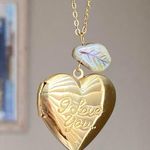 Handmade gold tone stainless steel heart locket necklace Photo 2