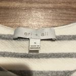 Anthropologie  Eri + Ali Gray Stripe Crochet Hem Short Sleeve Top Photo 2