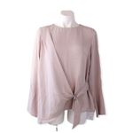 Paraphrase Blush Pink Top Overlay Tie Front Long Sleeve Blouse Size UK 14 NWT Photo 11