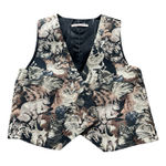 Vtg June Taylor Cat Tapestry Vest Kitty Feline Button Front Brown Black Size M Photo 0