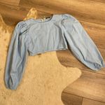 Nasty Gal Denim Puff Sleeve Crop Top Photo 0