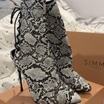 Simmi Snake Skin Lace-up Heels Photo 0