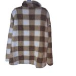 Dip Sherpa Fleece Plaid Pullover Tan & White Checkered Teddy Size 2XL 1/2 Zip Brown Photo 2