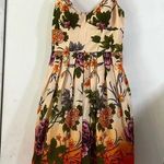Muse Large Floral Ombre Dress Gradient Pleated Full Orange Green Purple Cottage Size 6 Photo 0