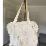 Quilted Embroidered Diaper Tote Bag Neutral Cream Ditsy Floral Cottagecore Baby Orange Photo 2