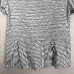 Lazy sundays  Striped Short Sleeve Gray & White Ruffle Hem Top Size Small Photo 3