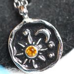 Source Unknown Trendy Sun & Moon Yellow Rhinestone Silver Tone 14" Link Chain Y2k Necklace Photo 0