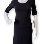 H&M Solid Black Casual Mid Sleeve Dress  Photo 2