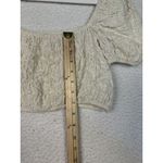 ZARA Crop Top Womens Medium Textured Puff Sleeve Peasant Boho Smocked Shirt Photo 6