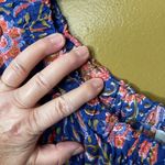 World Market size M floral boho tiered dress with tassel drawstrings at cuffs. Blue Size M Photo 3