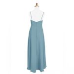 Azazie  Women's Size 4 Dusty Blue Ruffle Maxi Dress Formal Photo 1