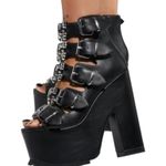 Y.R.U. Dreamscape Skull Buckles Platform Heels in Black Size 6 Photo 1