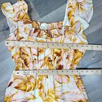 June & Hudson Tropical Print Belted Wide Leg Jumpsuit Pink Yellow Medium Photo 10