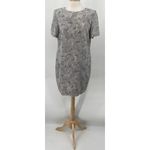 Vintage 90s Liz Claiborne Silk Mini Shift Dress Floral Print Light Gray 14 Large Photo 2