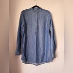Michael Kors  Blue Button Down Shirt with Mandarin Collar Photo 1