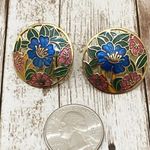 Vintage Cloisonné Hibiscus Flower Earrings Photo 8