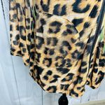 Simon Chang Floral Animal Print Over Mesh Hooded Jacket Size S Full Zip Photo 4