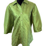 Coldwater Creek  Green Silk Quilted Button Front Jacket 2X Photo 0