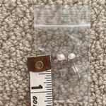 Real Freshwater Pearl Stud Post Earrings with CZ Gems White Photo 4