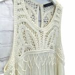 ZARA  Babydoll Dress Cream Size XS Sleeveless Crochet Fringe Swing Bohemian Photo 4