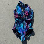 Spanx Wavelength blue one piece halter swimsuit shaping slimming Size 10 Photo 1