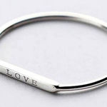 Boutique Dainty White Gold-Plated S925 LOVE Bar‎ Band Ring | Sz 6 NEW Photo 0