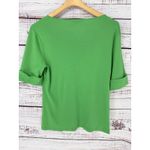 Ralph Lauren  Women's Cuffed Sleeve V Neck Shirt Top Kelly Green‎ Size XL Vintage Photo 4