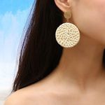 Boho Wooden Woven Bamboo Earrings Gold Photo 0