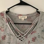 Cloud Chaser  Gray Floral Print Strappy V Neck Top Size Medium Photo 4