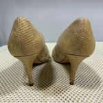 Kate Spade New York Billie Peep Toe Heels Gold Snakeskin Leather Pumps Size 7 Photo 4