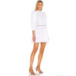 Alice + Olivia Clark Mandarin Collar Gathered Tiered Dress White Mini Size 0 Photo 2
