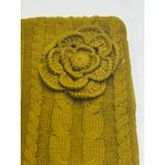 Mud Pie Olive Green Chunky Cable Knit Scarf Rosette Flower Accent Photo 1