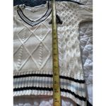 Ultra Flirt  Cream Cable Knit Varsity Sweater with Black “A” Patch Photo 5