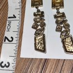 Linear Crystal Geometric Drop Earrings in Gold Post Backs For Pierced Ears Gold Photo 3