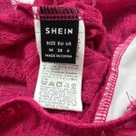 SheIn  Halter Top M Hot Pink Lace Bow Neck Asymmetrical Handkerchief Hemline Y2K Photo 3