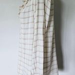 Aerie  Cream & Red Plaid Flannel Ruffle Vneck Tunic Top Size Medium Photo 2