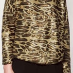 ZARA Top Special Edition Leopard Cheetah Print Sequin Blouse Shirt Size Medium Photo 0