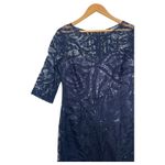 Tahari Dress Womens 10 Blue Sequined Lace Sheath Cocktail Party Formal Elegant Photo 6