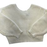 Lulus Sweater Womens Small Ivory White Knit Pullover Crewneck Casual V Back Photo 0