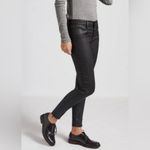 Current/Elliott The Stiletto Biker Zipper Black Coated Cropped Jeans Size 26 Photo 2