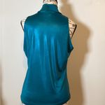 Studio 1940 Blouse Women’s Mock Turtleneck Silky Rich Teal Sleeveless Top SZ M Photo 2