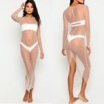 Beach Bunny Swimwear Champagne Nights Pearl Mesh Maxi Dress: Nude Photo 7