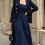 STAUD Wells Navy Midi Dress 10 Photo 4