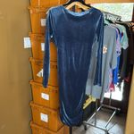 Fensace Velvet Long Sleeve V Neck Ruched Bodycon Wrap Blue Dress Size Medium Photo 7