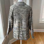 Vintage Heather Black Beige White Blouson Sleeve Mockneck Cardigan Photo 5