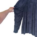 Zero Degrees Celsius Navy Blue Jacquard Bat Sleeve Mock Neck Blouse X Photo 1