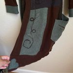 Anthropologie Patchwork cashmere wrap dress sweater brown floral embroidered size medium/large Photo 9