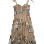 Lulus New Dress Womens Medium Tan Floral Embroidered Midi Bustier Fairytale Days Photo 2