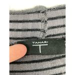 T Tahari Tahari Striped Rib Knit Shirt Women L Crew Neck Long Sleeves Stretch Gray Black Photo 4