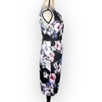 Alex Evenings Side Ruched Cocktail Dress Women's 8 Black Purple Floral NWOT Photo 5